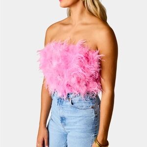 Buddy Love Pink Feather Crop Top